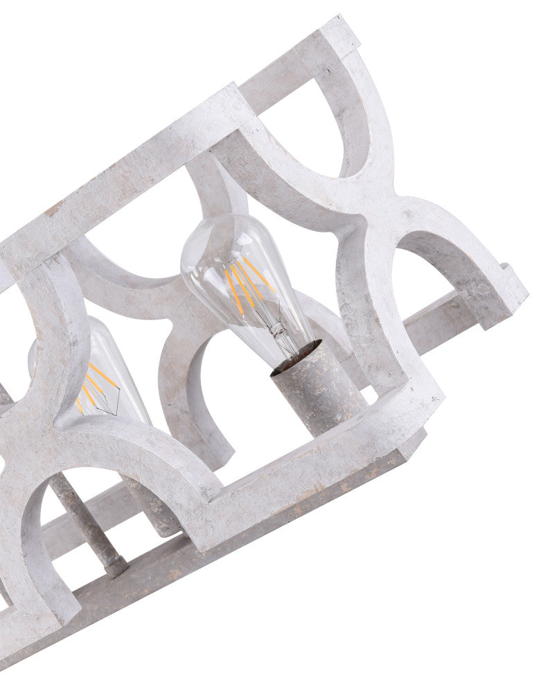 5-Light Coastal Wood Chandelier Farmhouse  Kitchen Island Pendant Light, White