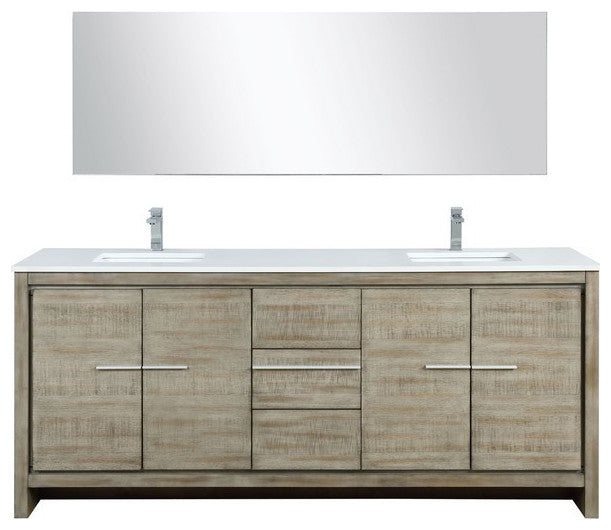 Lafarre Contemporary 80" Rustic Acacia Double Bathroom Vanity Set