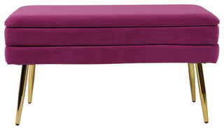 Ziva Plum Velvet Storage Bench - Plum