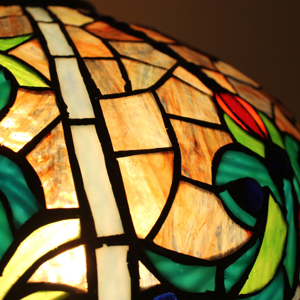 Doloris Tiffany-Style Victorian Stained Glass Table Lamp 17" Width