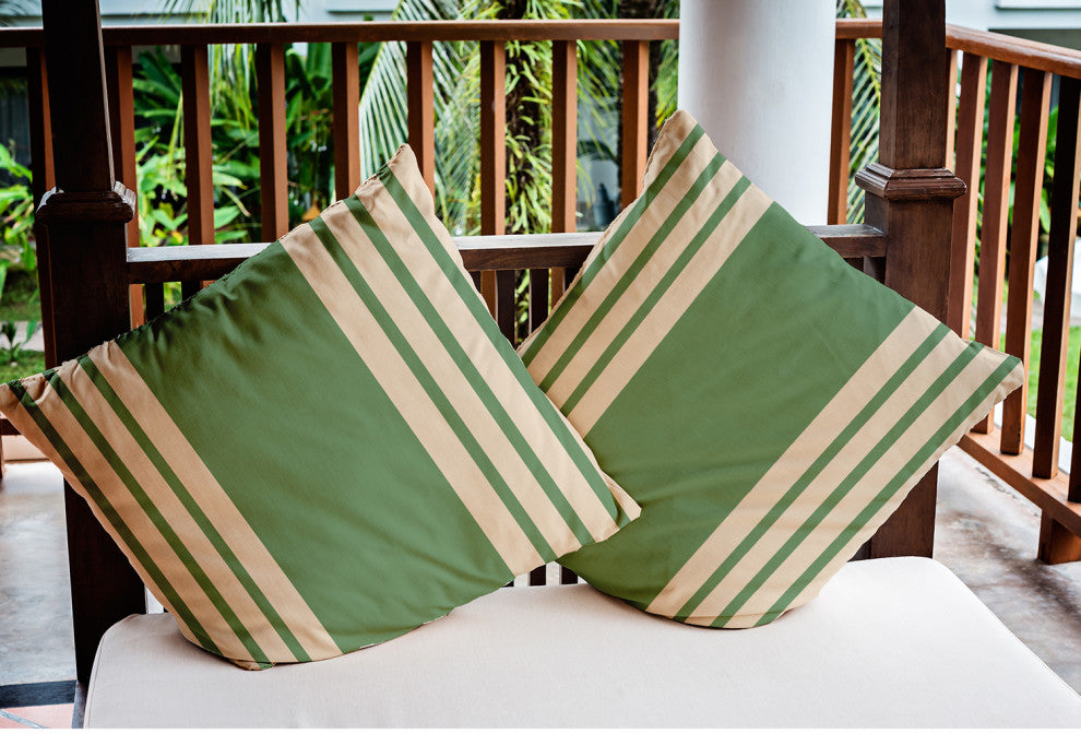 18" x 18" Stripe Indoor/Outdoor Polyester Throw Pillow, Sage