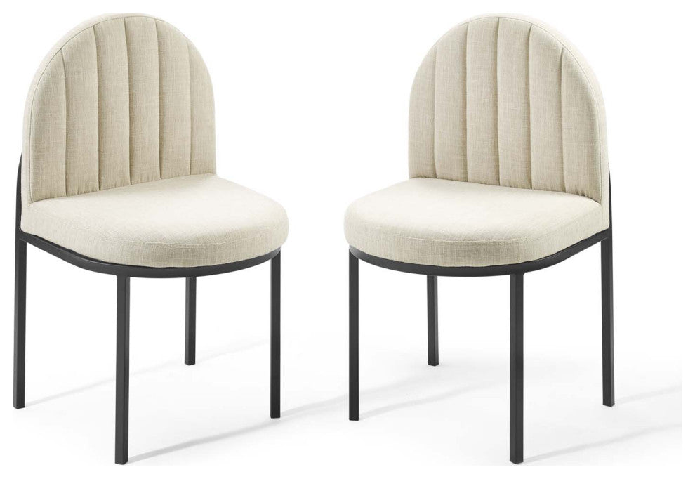 Isla Dining Side Chair Upholstered Fabric Set of 2 - Black Beige