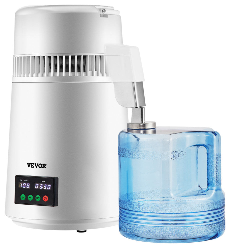 VEVOR 4L Water Distiller 1L/H Distilled Water Maker Timing & Temp Display White