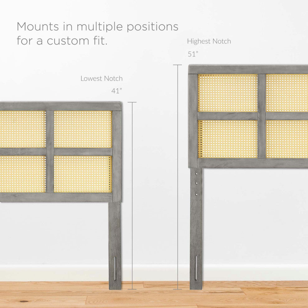 Headboard, Full Size, Wood, Gray, Modern Mid-Century, Bedroom Master Suite