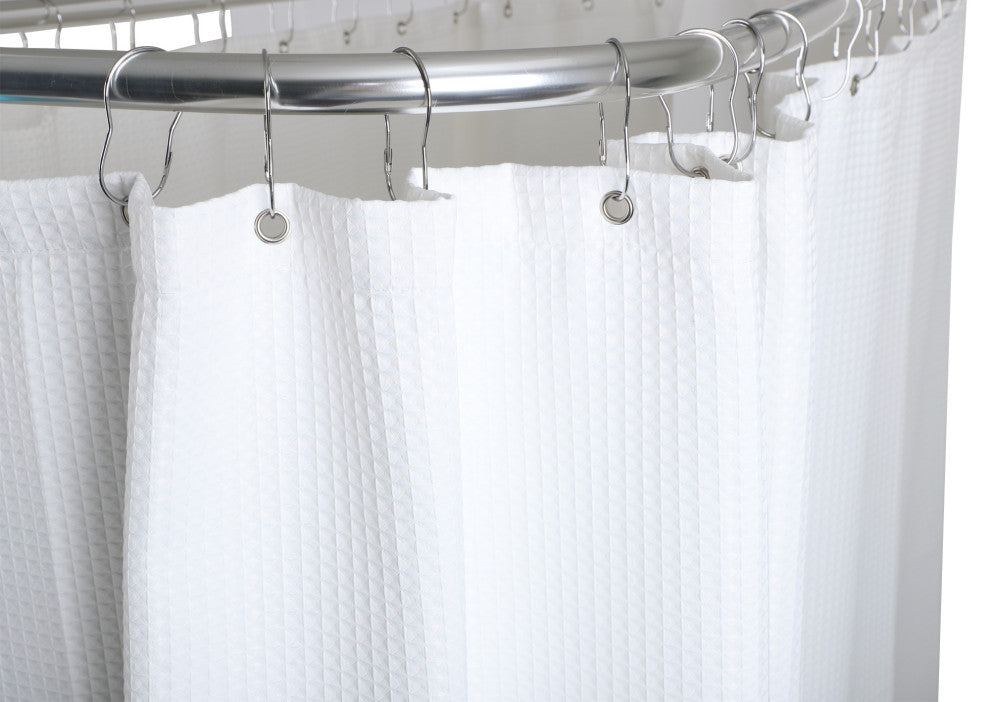 Utopia Alley Waffle Weave Shower Curtain With 36 Hooks Set, 180 x 70 inch , White