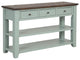 TATEUS 48" Solid Pine Wood Console Table with Storage Drawers, Green