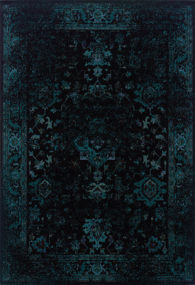 Oriental Weavers Revival Black/Teal Oriental Indoor Area Rug 6'7"X9'6"