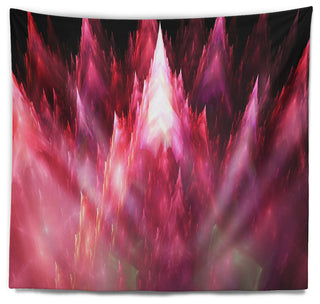 Red Fractal Crystals Design Abstract Wall Tapestry, 39"x32"