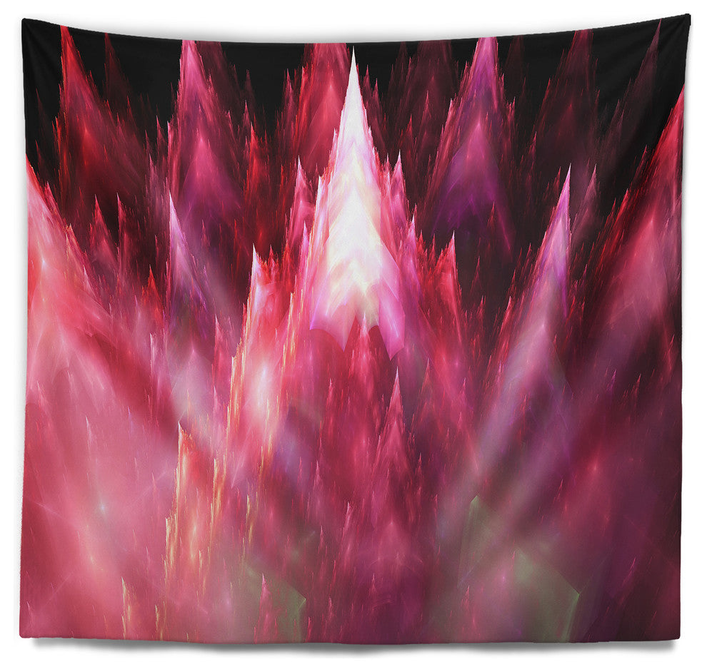 Red Fractal Crystals Design Abstract Wall Tapestry, 39"x32"