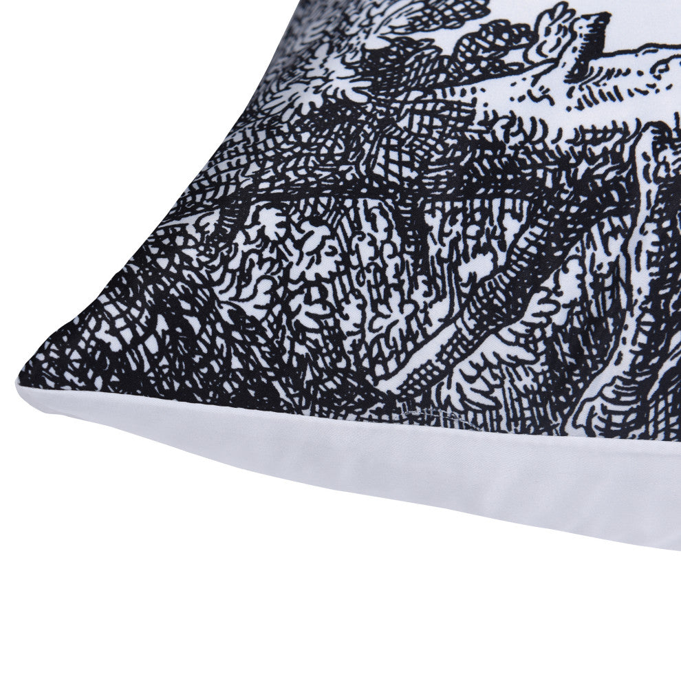 Dann Foley Printed Cushion Matte Black Sat" Upholstery