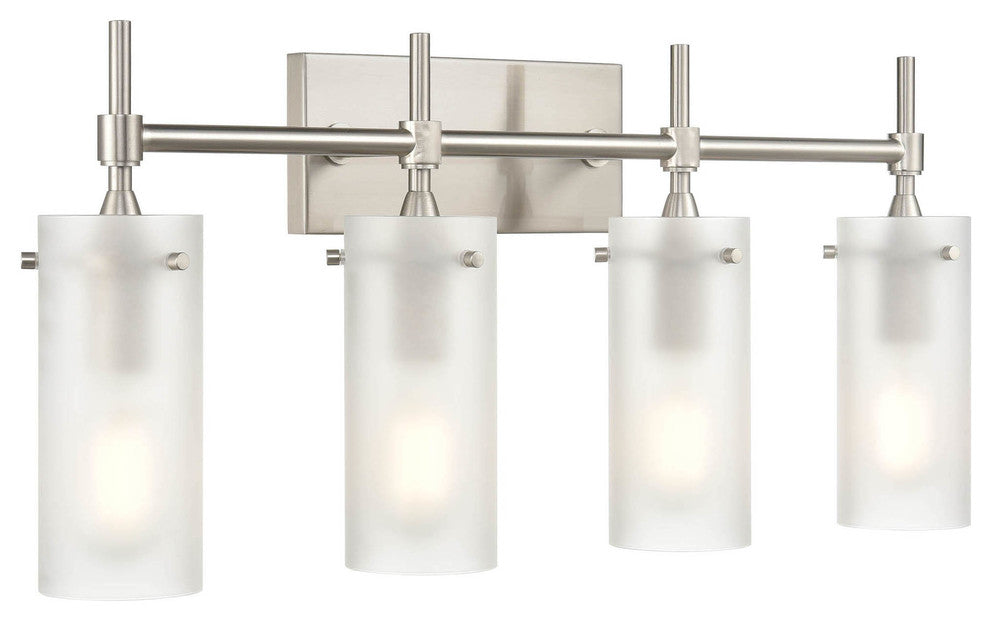 Effimero 4-Light Wall Sconce, Brushed Nickel With Frosted Glass
