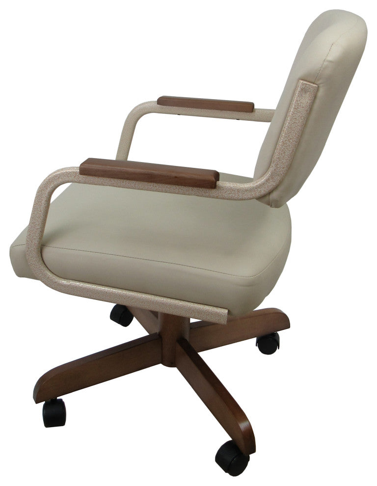 Swivel Tilt Kitchen Caster Chair with Wheels M-115, Ocean Beige - Beige Moca