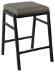 Metal Counter Stool with Fabric Padded Seat and Angular Base, Gray, Set of Two