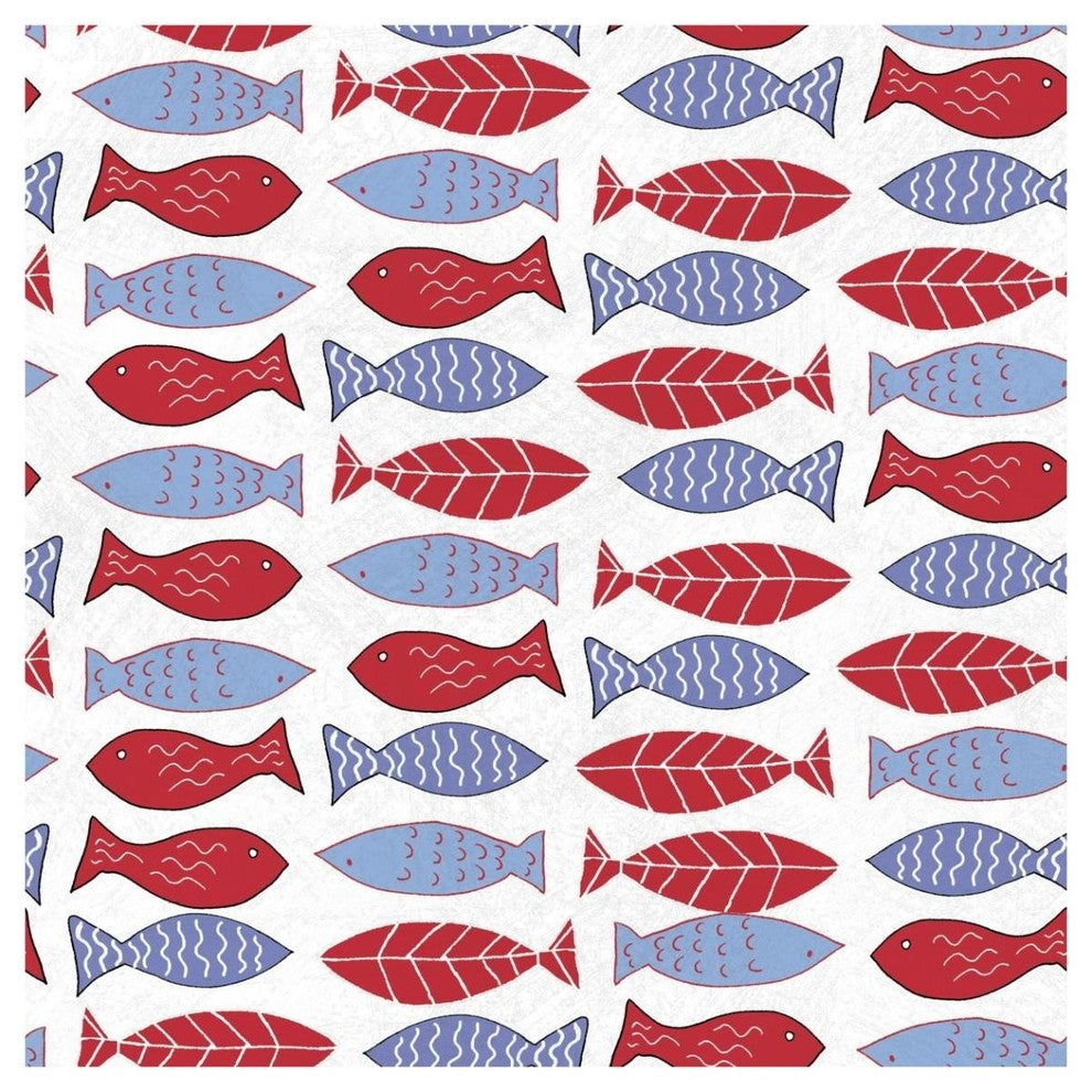 "Coastal Birds Pattern I" Digital Paper Print by Farida Zaman, 42"x42"