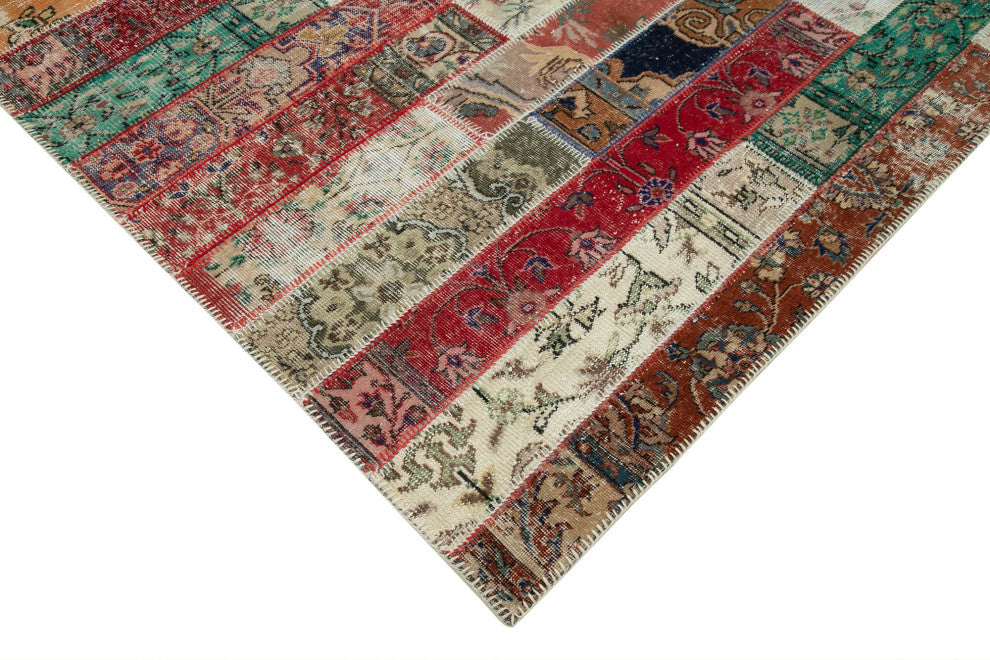 Rug N Carpet - Handwoven Anatolian 6' 7" x 9' 11" Wool Patchwork Area Rug