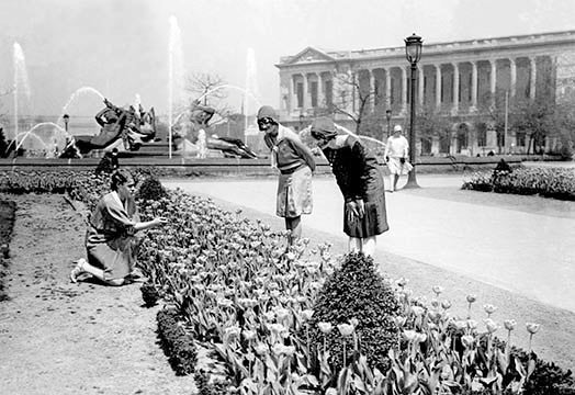 Ladies Picking Flowers, Philadelphia, Pa- Gallery Wrapped Canvas Art 28" x 42"