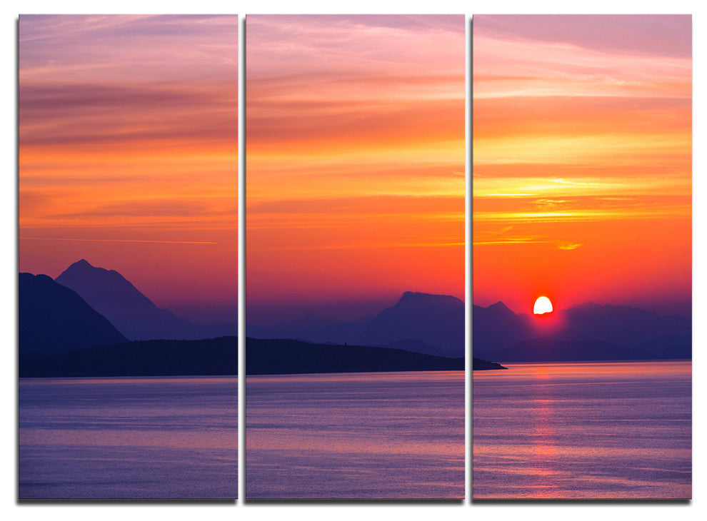 "Stunning Sunset in Greece" Metal Wall Art, 3 Panels, 36"x28"