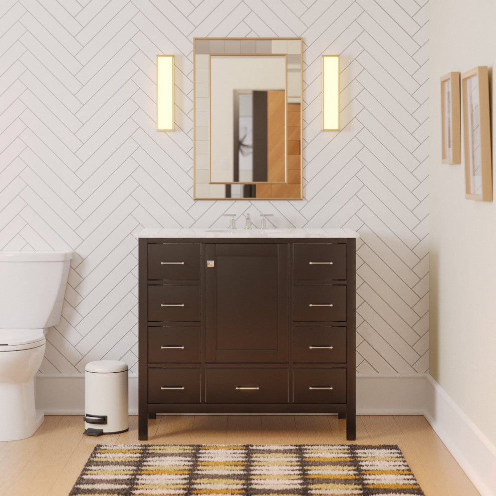 Horizon 42" Bathroom Vanity, Chocolate, Engineered Carrara