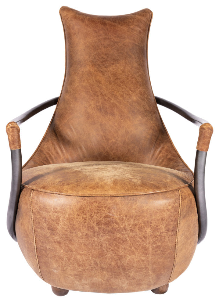 First of A Kind Carlisle Club Chair Grazed Brown Leather