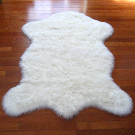 Snowy White Polar Bear Pelt, White Sheepskin, 28"x43"