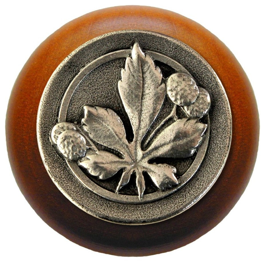 Horse Chestnut Wood Knob, Brilliant Pewter