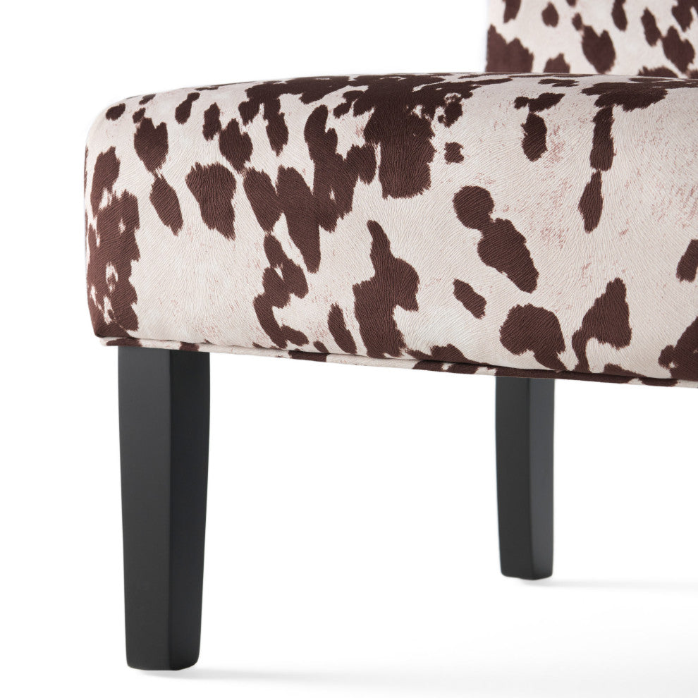 GDF Studio Kalee Contemporary Accent Chair, Cow Print, Matte Black, Fabric