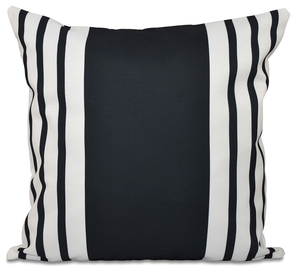 Big And Bold Stripe, Decorative Pillow, Black, 20"x20"