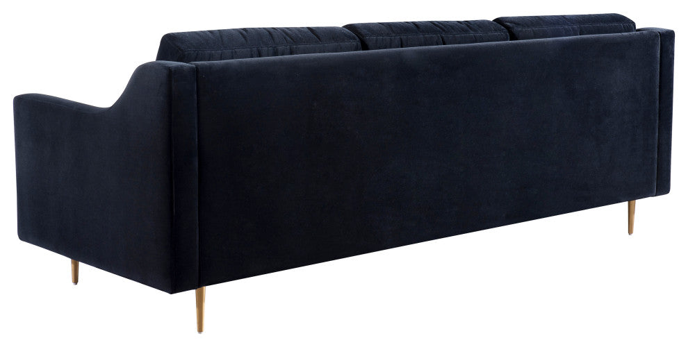 Milan Black Velvet Sofa - Black