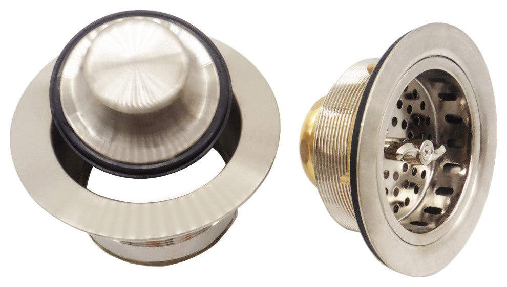 CO2175 3.5" Wing Nut Twist, Kitchen Sink Basket Strainer, Satin Nickel