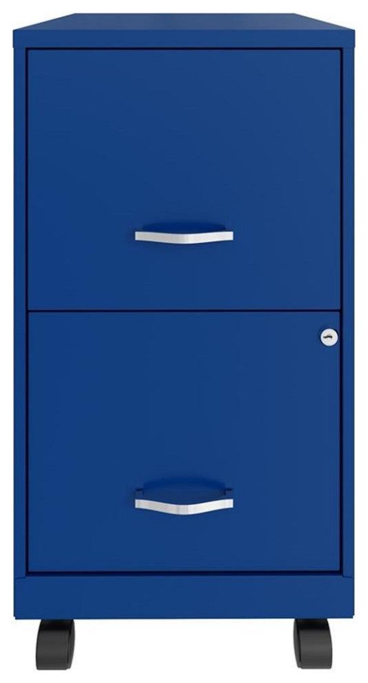 Space Solutions 18in 2 Drawer Metal Mobile Smart Vertical File Cabinet Blue