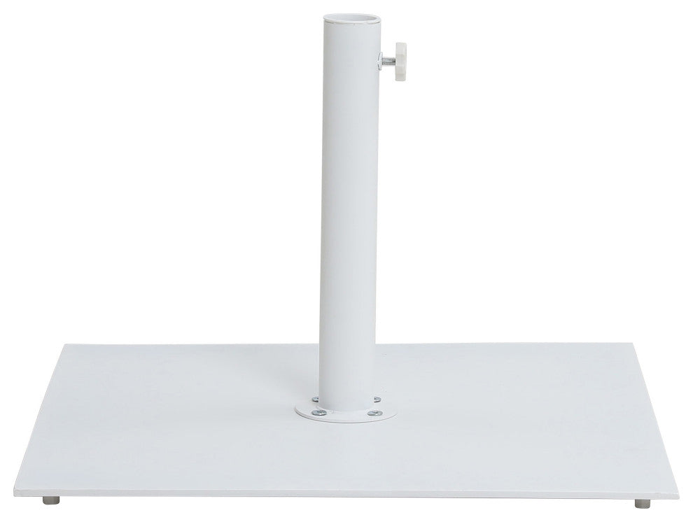 Fiji Patio Umbrella and Base, Navy, Matte White Pole, Matte White Belize Base