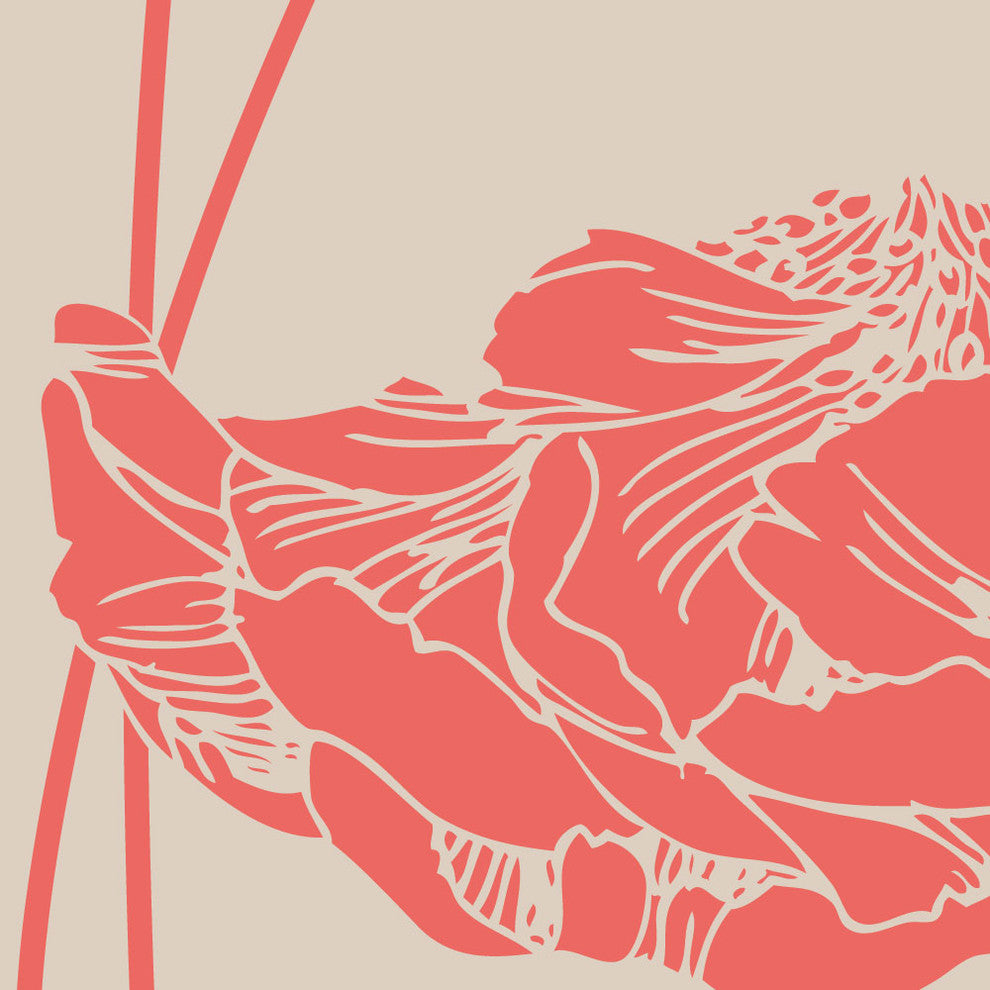 Peony Peel and Stick Vinyl Wallpaper, Dark Salmon, 24"w X 60"h