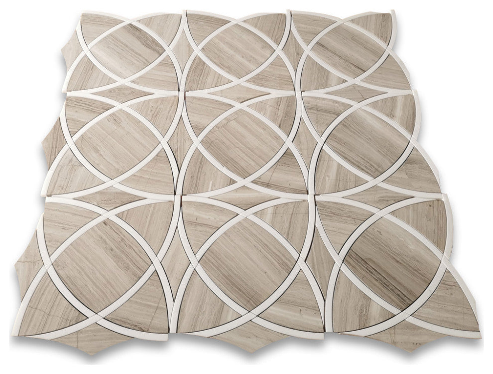 Athens Silver Cream Marble Celtic Waterjet Mosaic Tile Thassos White, 1 sheet