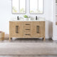 Laurel Bathroom Vanity with Calacatta White Quartz Stone Countertop, Weathered Fir, 60", Without Mirror