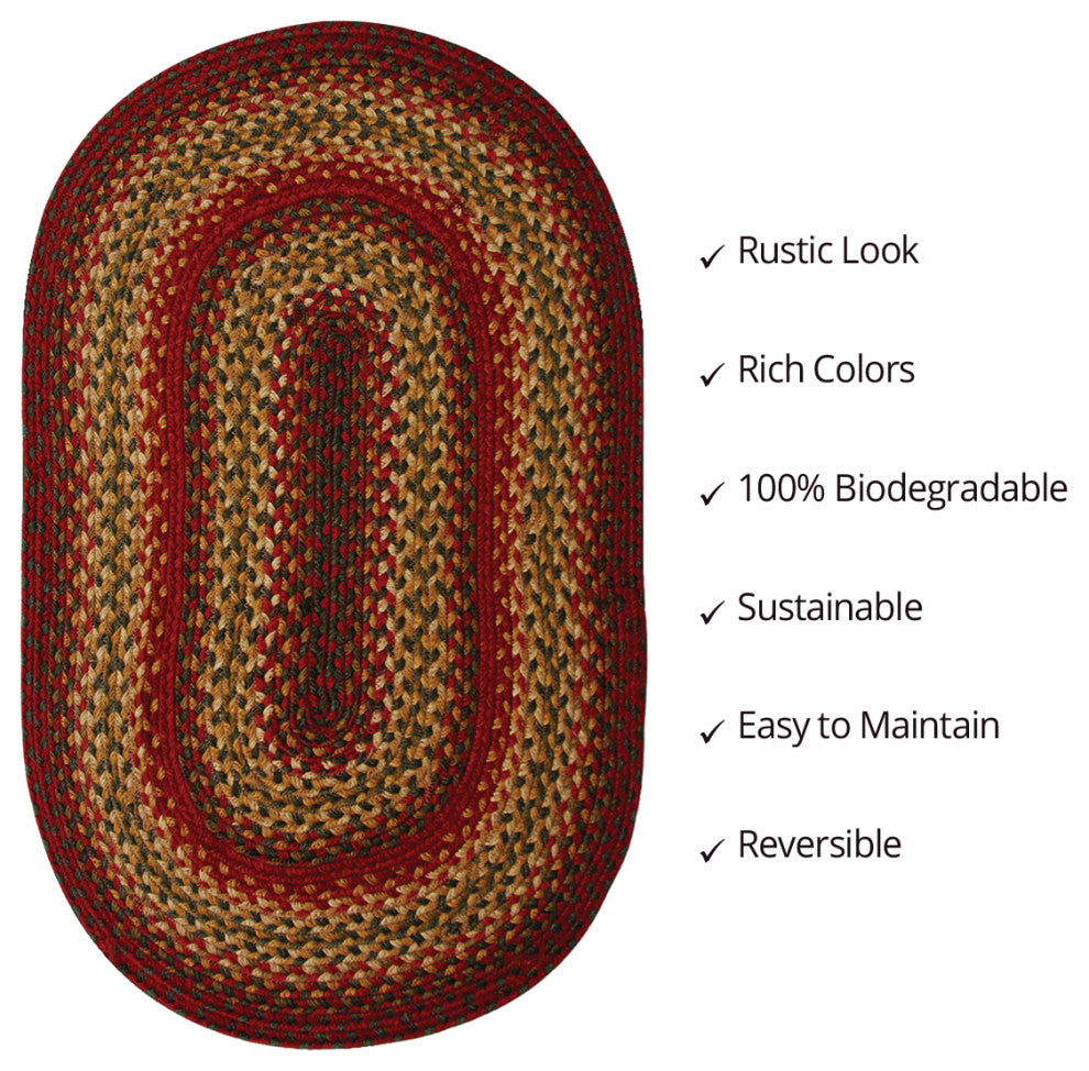 Homespice Decor Cider Barn Jute Braided Rug 27"x45" Oval