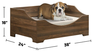 Wooden Modern Comfy Pet Bed With Cushion, Brown