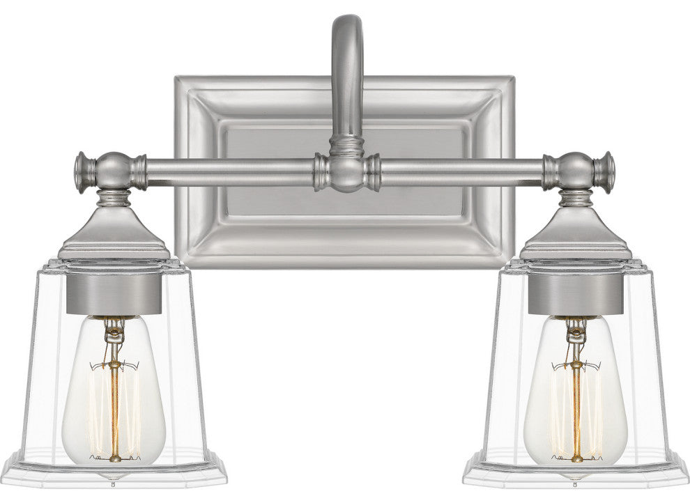 Nicholas 2-Light Bath Vanity, Brushed Nickel