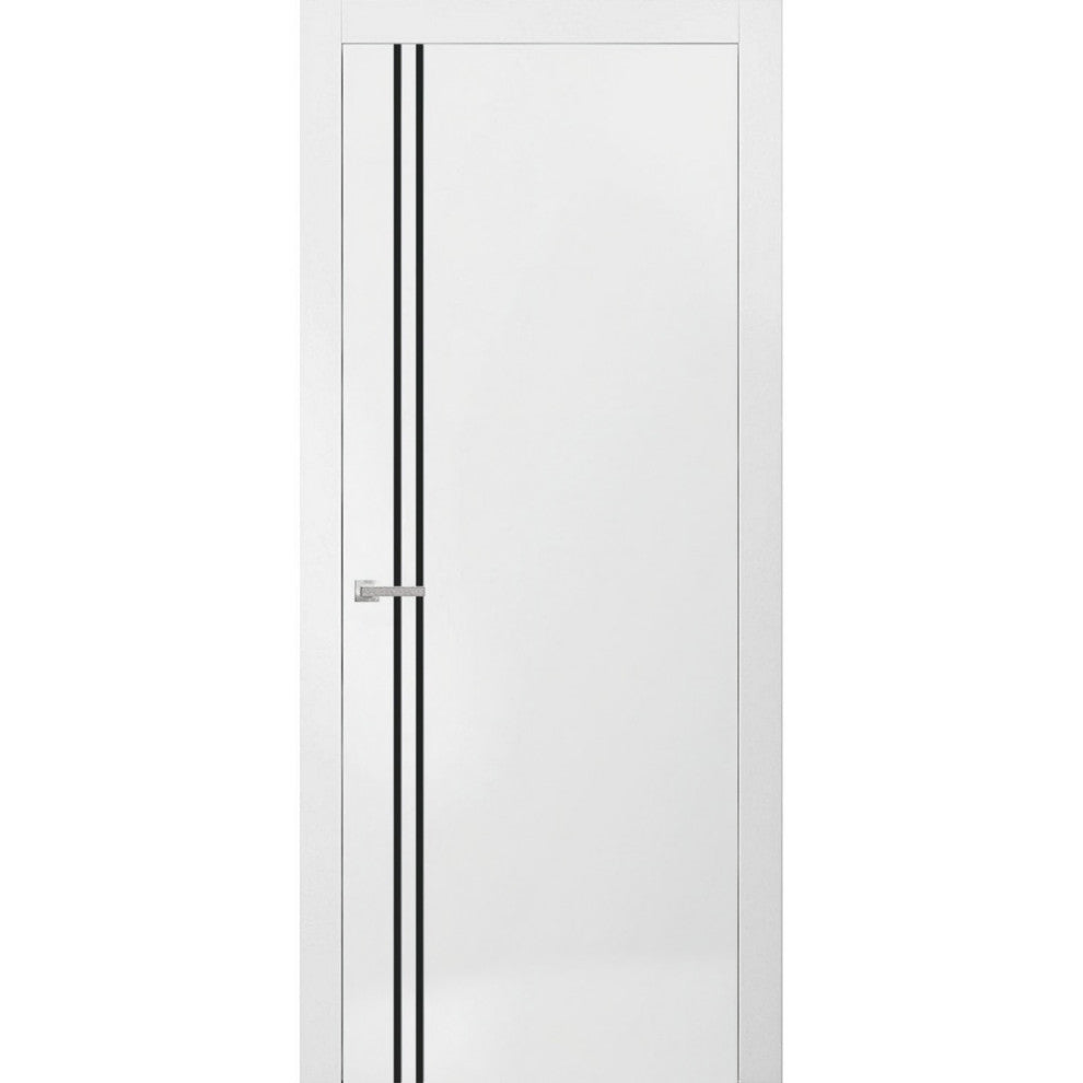Solid French Door 18 x 80 | Planum 0016 White Silk with| Bathroom