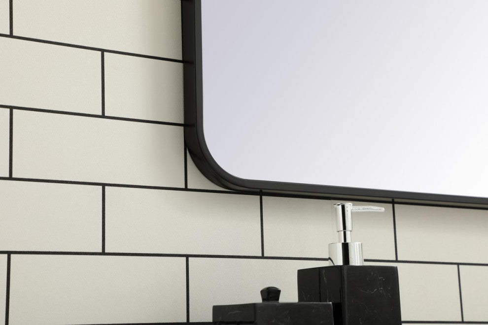 Elegant Decor MR802440BK Soft Corner Metal Rectangular Mirror, 24"x40"