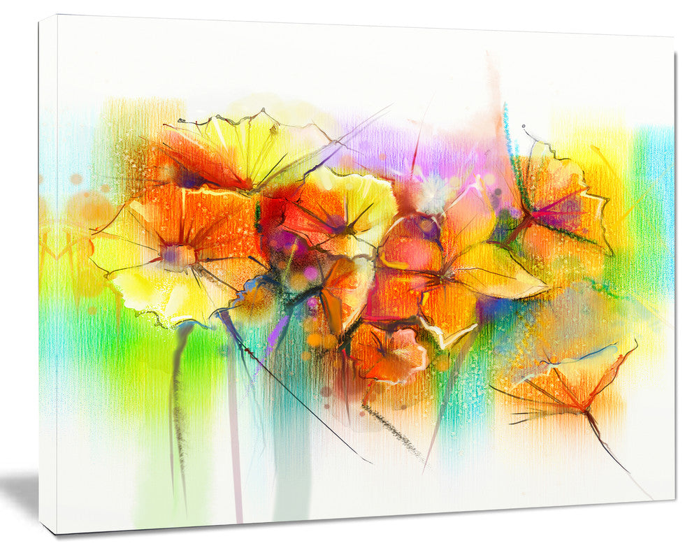 Bright Yellow Gerbera and Daisies, Large Floral Canvas Art Print, 20"x12"