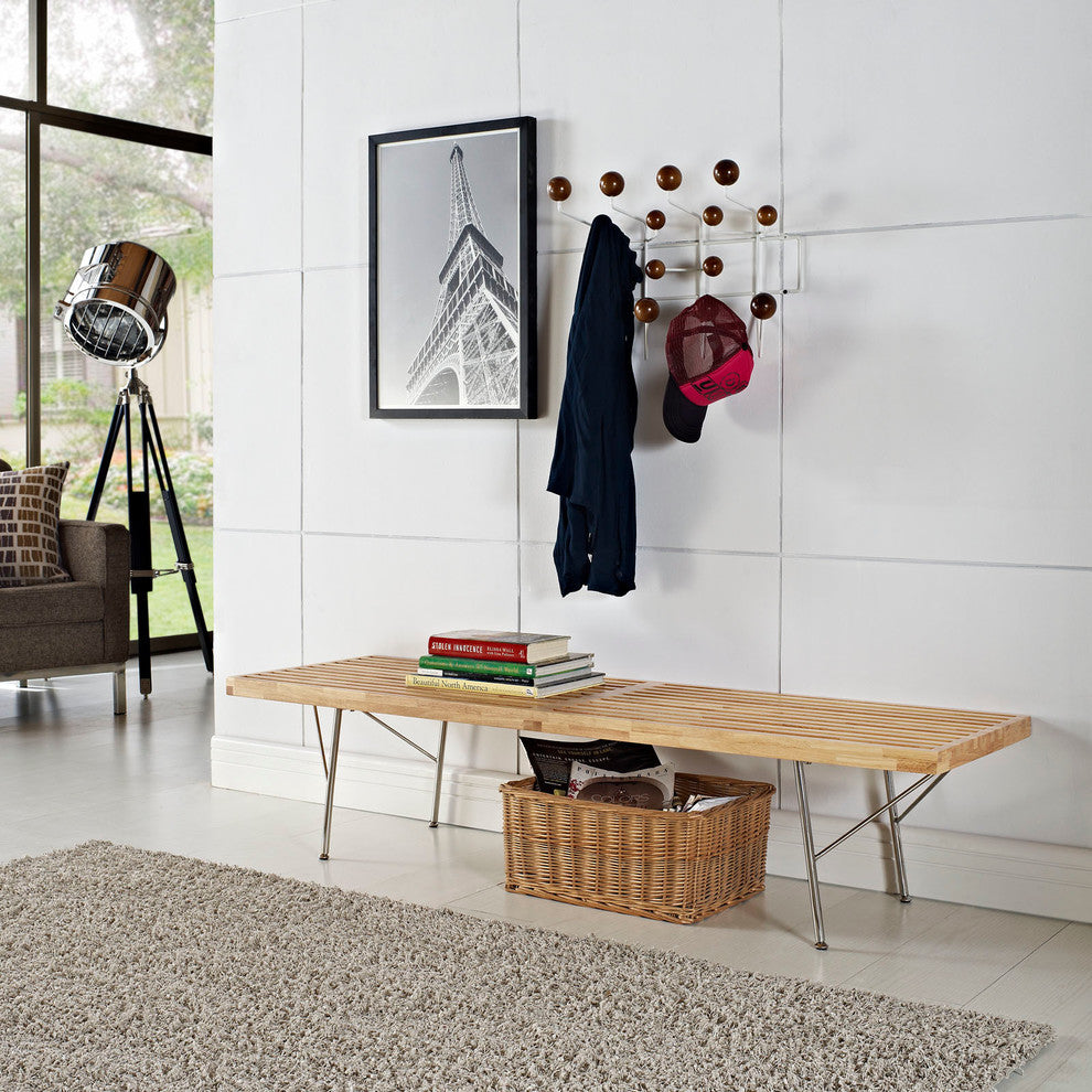 Modern Contemporary Living Room Medium Wood Bench Natural