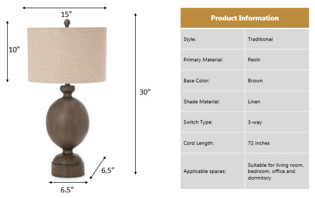 Wren 30" Distressed Brown Poly Table Lamp, Set of 2