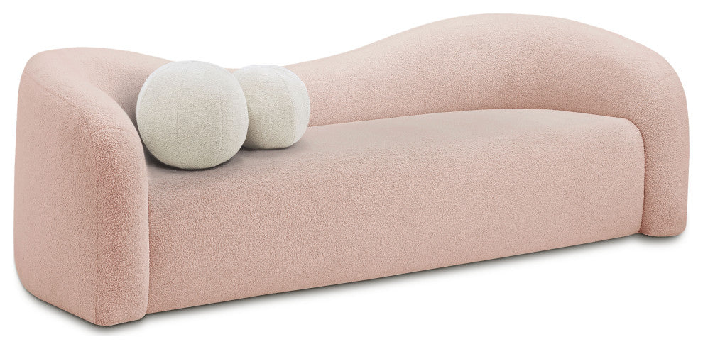 Kali Faux Shearling Teddy Fabric Upholseterd  Sofa, Pink