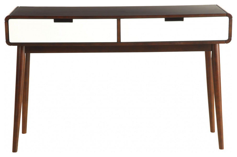 Mahogony and White Double Drawer Console Table
