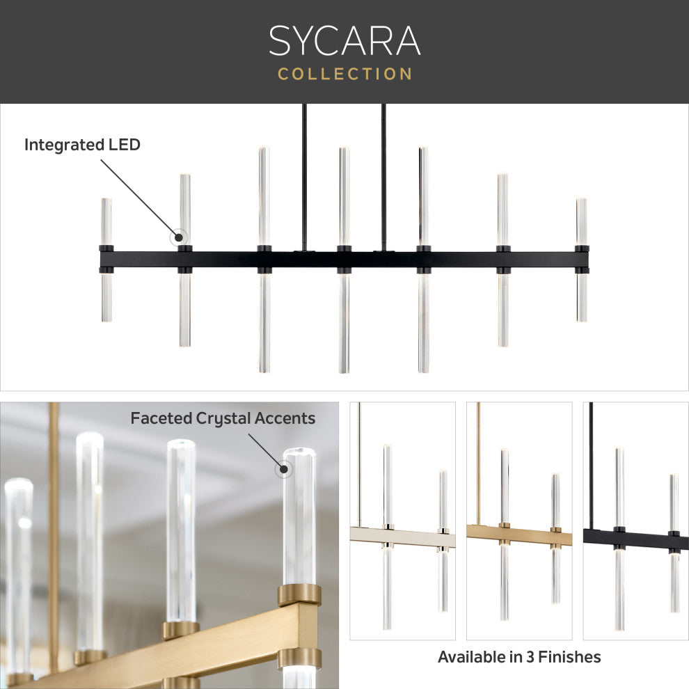 Sycara LED Chandelier, Faceted Crystal, 14 Light