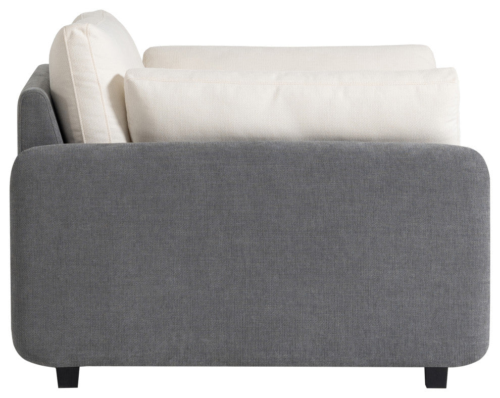 GDF Studio Oversized Chenille Upholstered Accent Armchair With Pillows, Gray