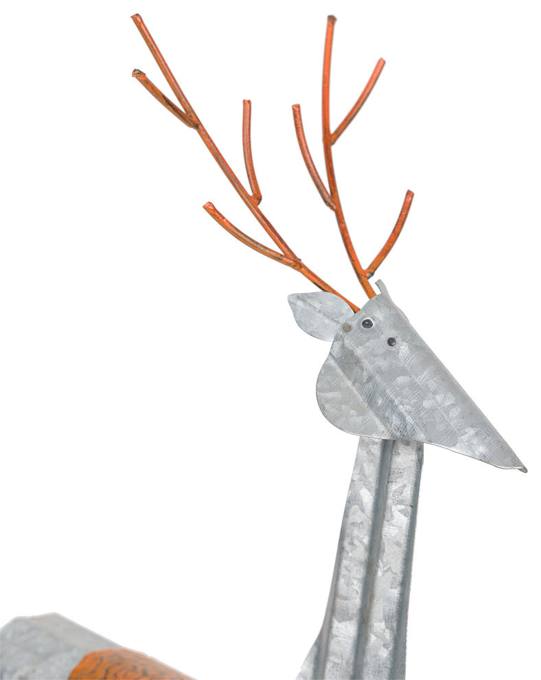 30"H Outdoor Metal Rustic Standing Reindeer Lawn Christmas Holiday Decoration