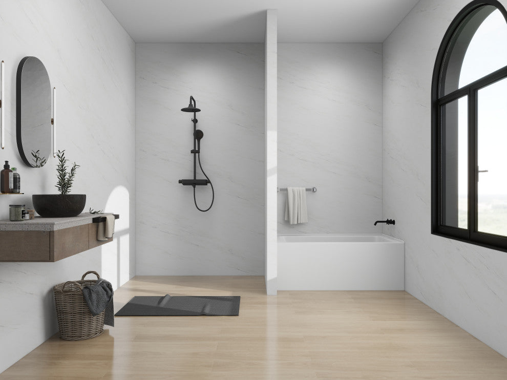 Vanity Art Alcove Soaking Acrylic Bathtub, Pure White, 54"x32", Right