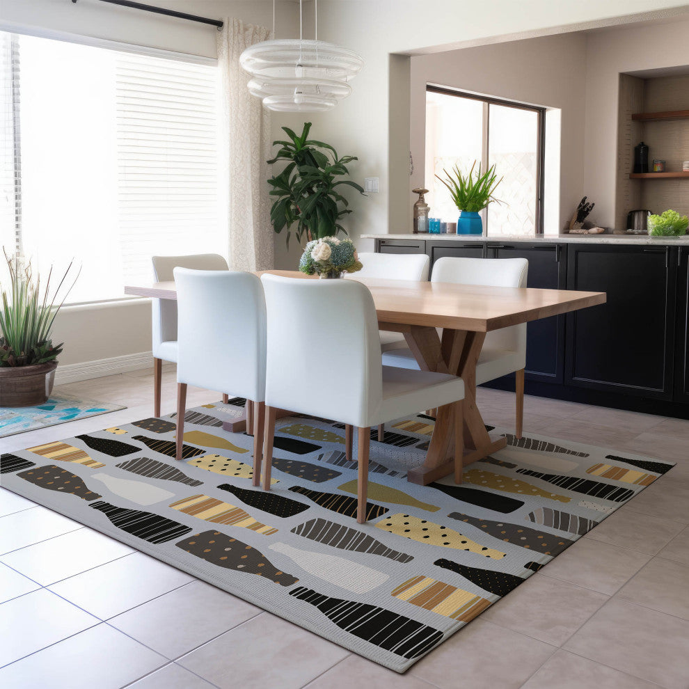 Indoor/Outdoor Kendall KE12 Silver Machine Washable 10' x 14' Rug