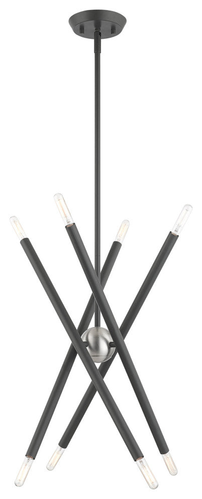 Livex Lighting Soho 8 Light Scandinavian Gray, Brushed Nickel Accents Chandelier